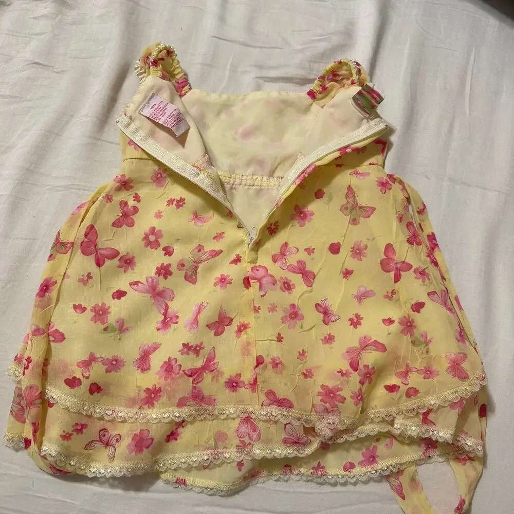 Little Lindsey Yellow Pink Butterfly Dress